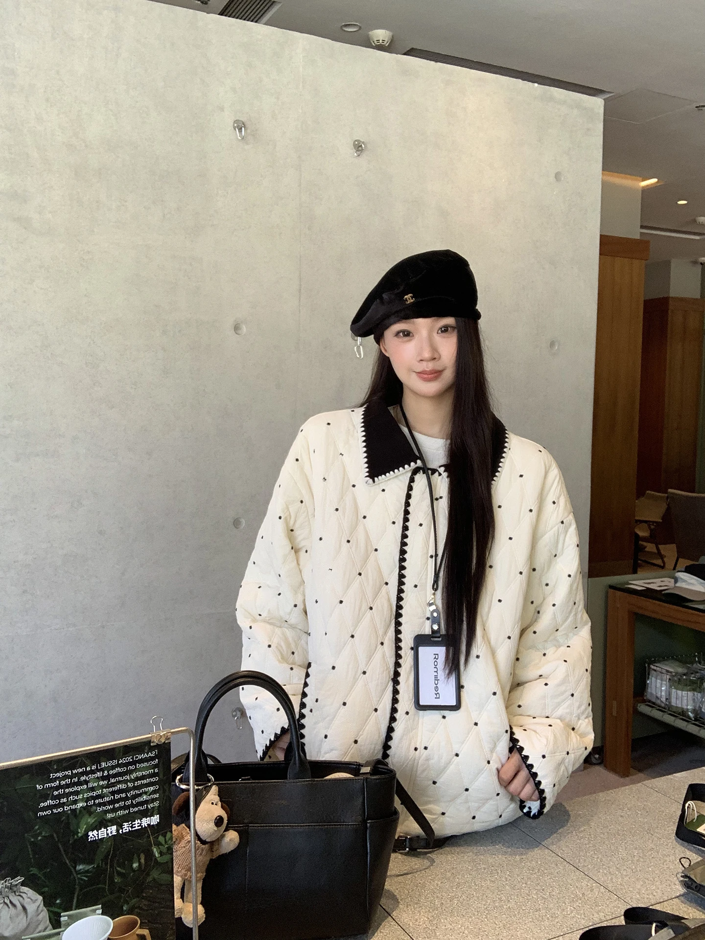 

Женское хлопковое пальто Ele Winter Jaet Sle, новинка 2025, белое хлопковое пальто в горошек, шикарный уникальный маленький жилет с хлопковой подкладкой