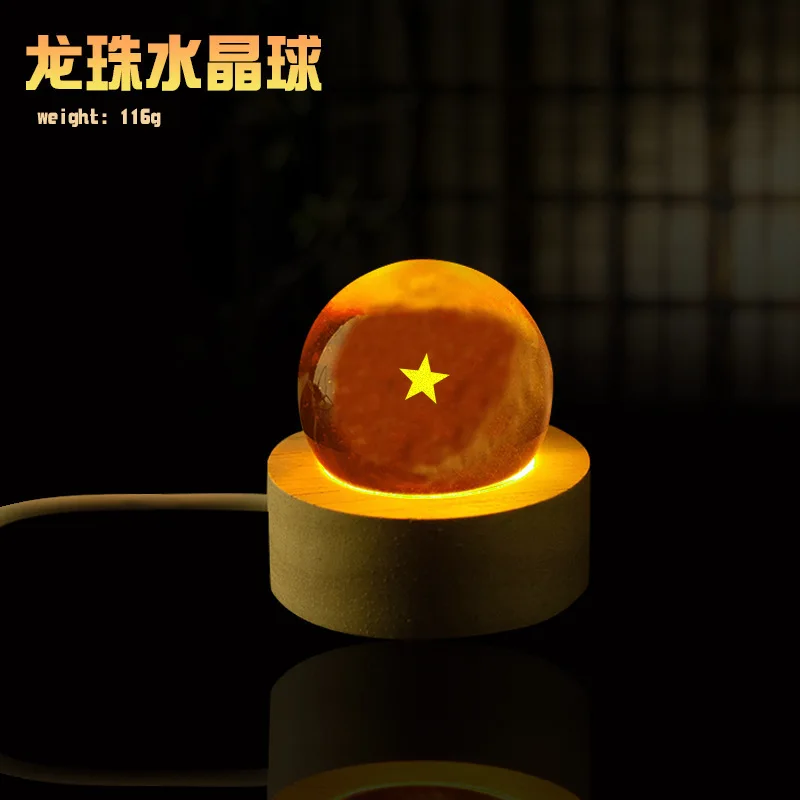 2026 Neue Dragon Ball Z Animation 1-7 Stern Kristallkugel LED Holzlampenständer Nachtlicht Gelbe Kristallkugel Schreibtisch-Ornamente Spielzeug