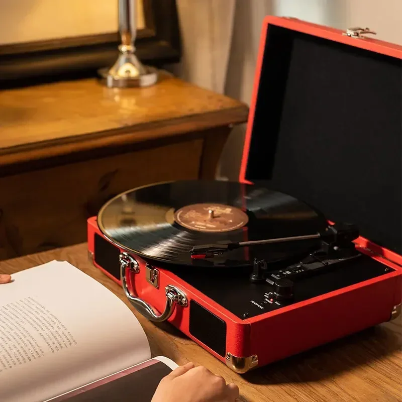Cross-border burning USB portable old-fashioned record player retro portable phonograph leather case vinyl record player