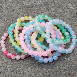 Girl Crystal Colorful Bracelets Natural Stone Quartz Amethyst Fluorite Beaded Sweet Reiki Healing Energy Strand Bangles Jewelry