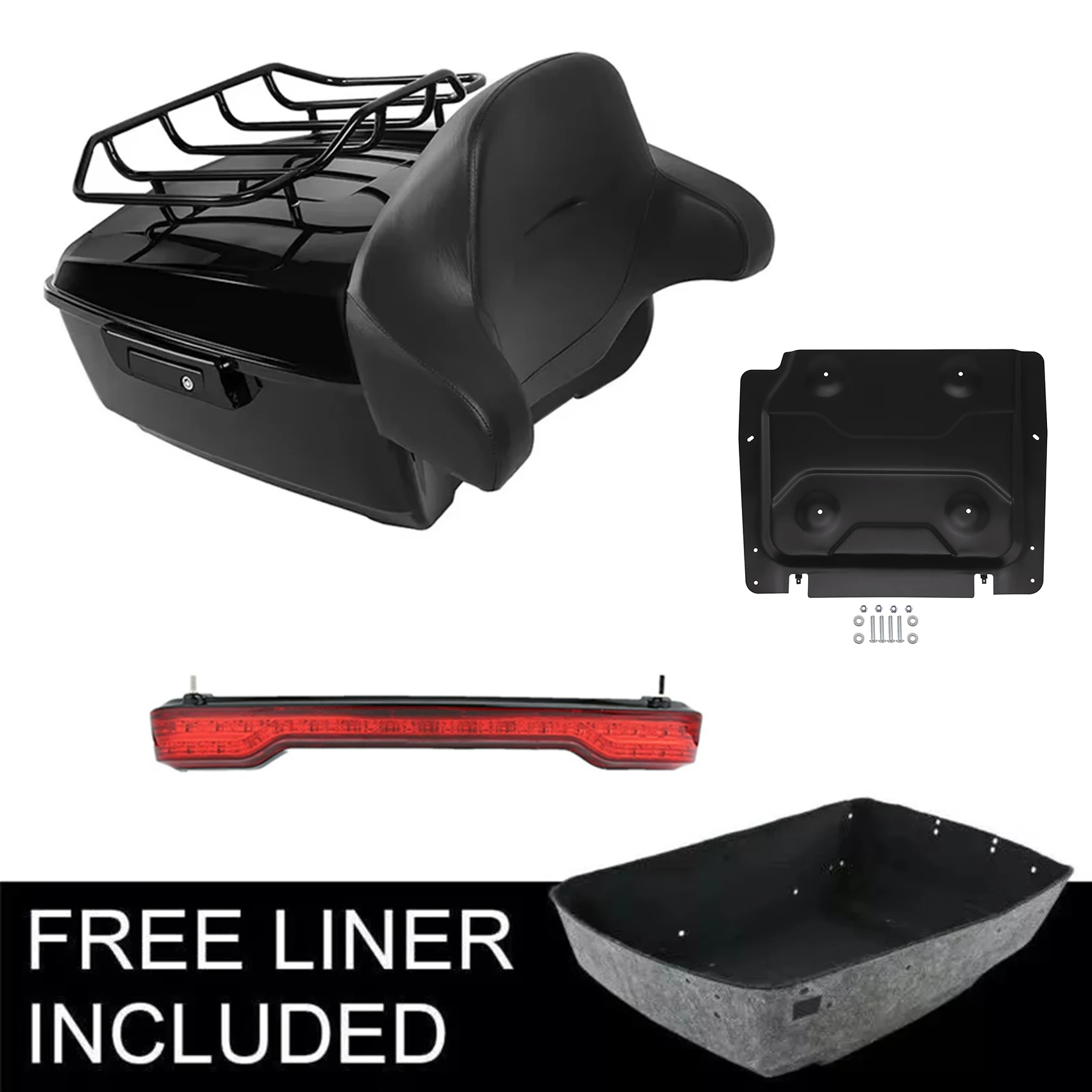 

Motorcycle King Trunk LED Brake Tail Light For Harley Touring Electra Glide 2014-2025 Rear Bag