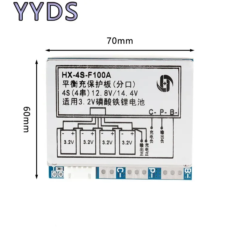 BMS 4S 100A 14.8V/16.8V Li-ion Lithium 18650 Battery BMS PCM Protection Circuit Board Module with Balance Equalizer