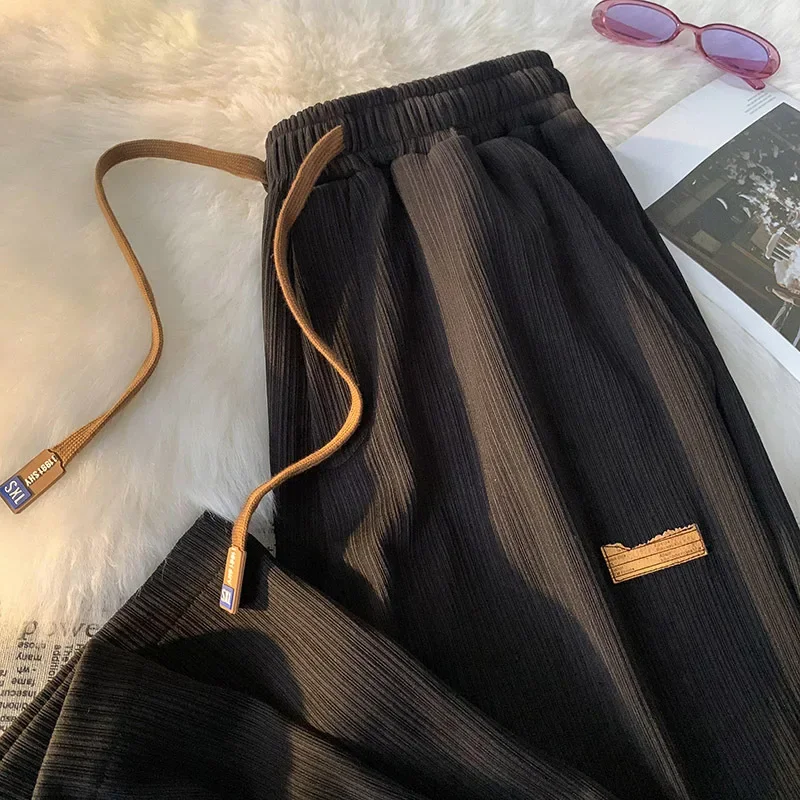 

Korean Casual Commute High Waist Solid Color Wide Leg Pants Female Spring Fashion Straight Trousers Women's Clothing Y2k Summer