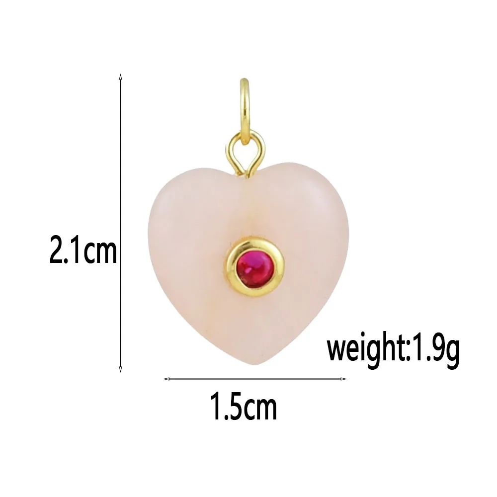 1PC colorful Natural Stone Heart Leaf Shape Charms Inlaid Zircon Pendant For DIY Necklace Bracelet Jewelry Making Accessories - view 3