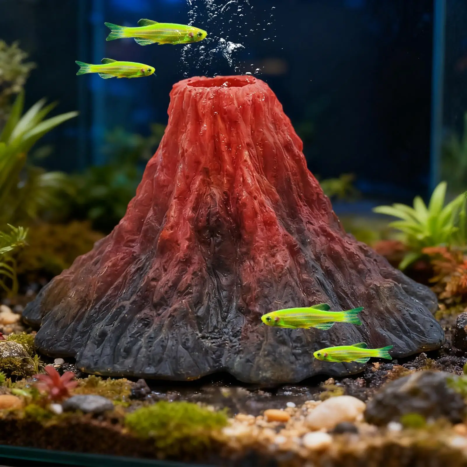 Aquarium Volcano Resin Fish Tank Decorations Realistic Mountain Aquarium Landscape for Aquatic Betta Catfish Loach Clown Crab
