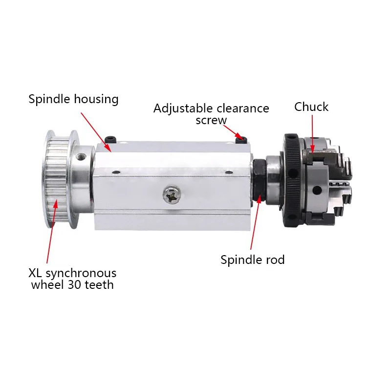 50 Four-jaw / 63 Three-jaw Chuck Spindle Assembly Miniature Lathe Woodworking Bead Machine for DIY Lathe / Bead Machine