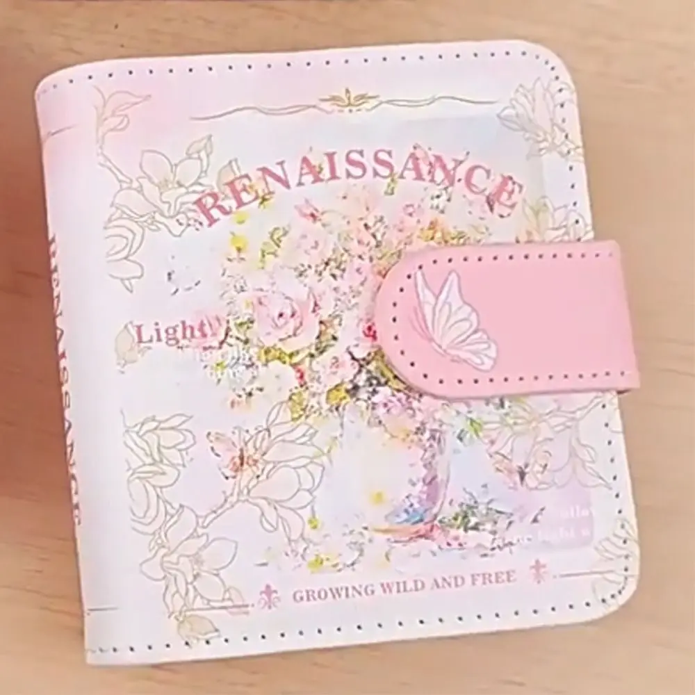 

Vintage Card Storage Booklet Oil Painting Style Refillable Mini 3-Ring Photo Album Holds Hold 20 Cards Retro