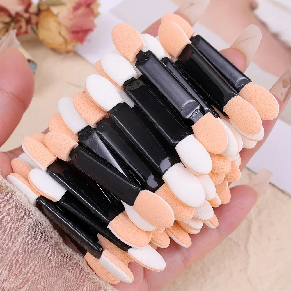 50-200 Stuks Dubbele Zijden Oogschaduw Sponssticks Wegwerp Kleine Draagbare Nail Art Poeder Oogschaduw Applicators Schoonheid Make-Up Tool