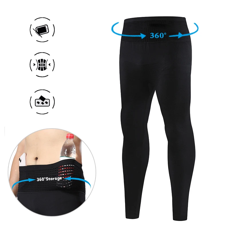 

Компрессионные марафонские колготки для бега, мужские и женские брюки, леггинсы для йоги с запахом, сетчатая поясная сумка, быстросохнущие брюки для тренировок
