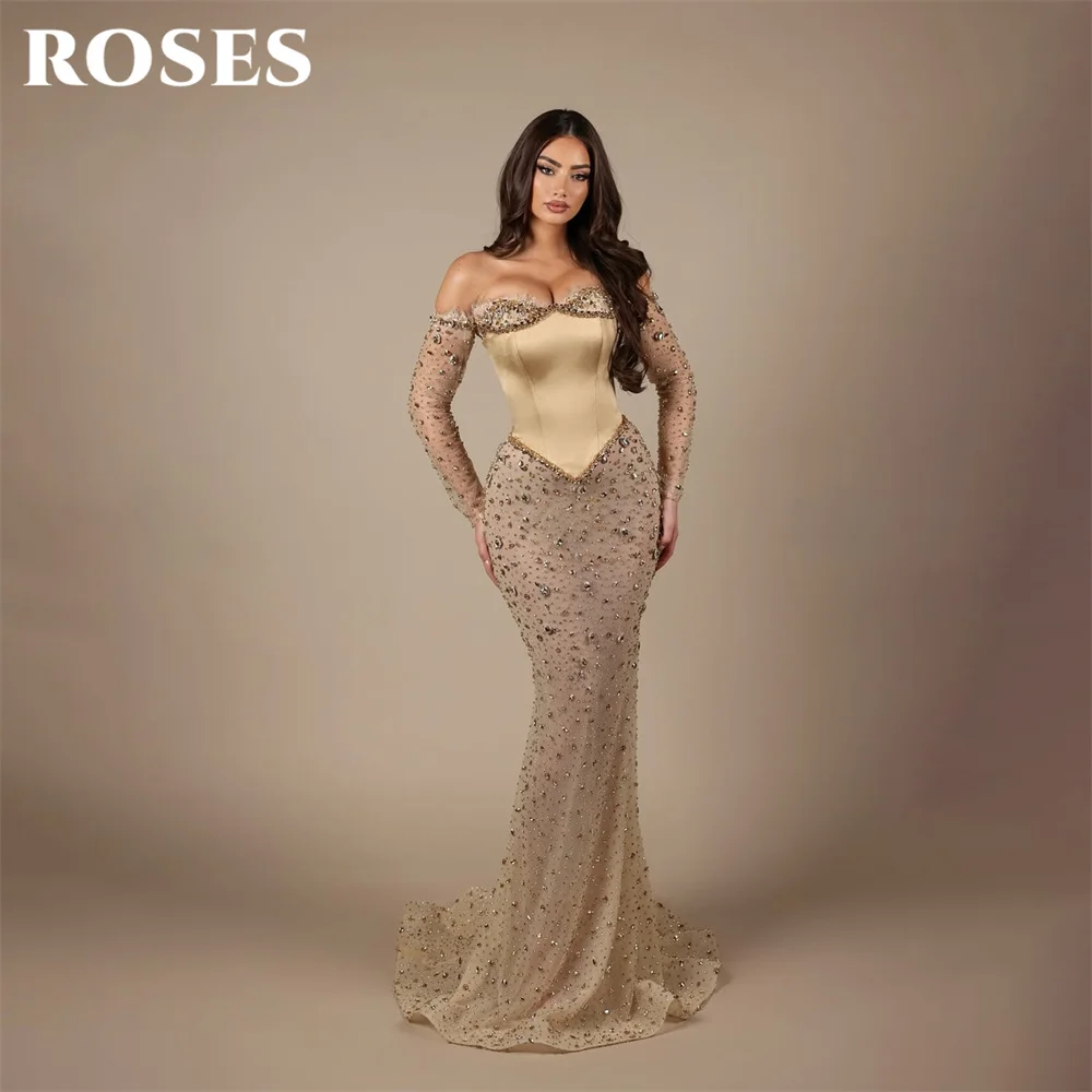 rose gold dresses for mother of the bride Cap Sleeves Embroidered Long Mother Gown Full Length Sleeve Style GLS GL3787 Long Formal Mother