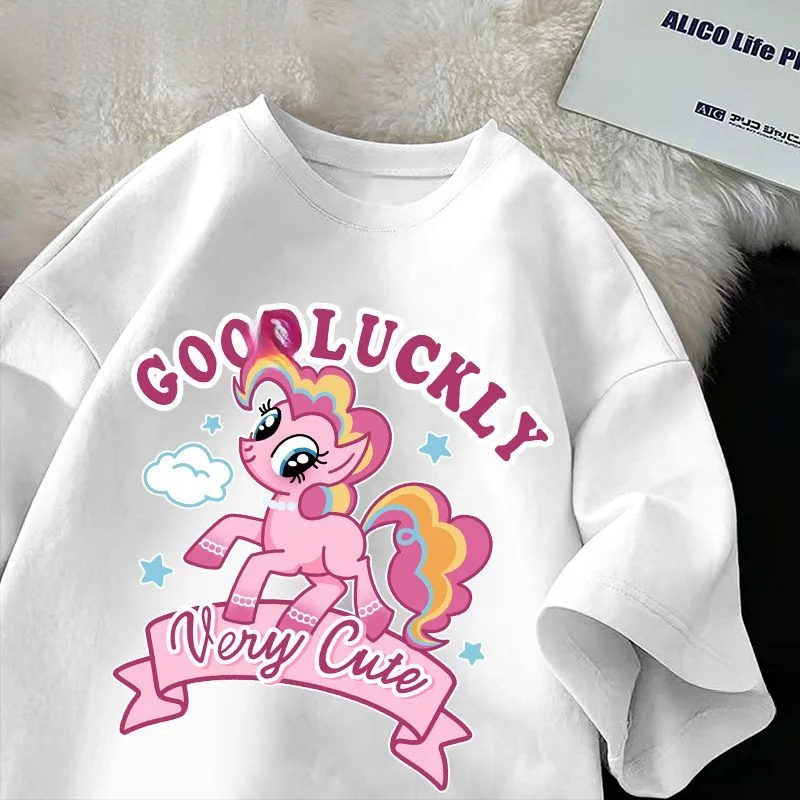 My Little Pony Kid Boy Girl T-shirt Cotton Short Sleeve Top Summer Fashion Cartoon Cute Teenager Fashion Kawaii Tee Anime Child