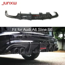 Carbon Fiber Rear Diffuser Lip Spoiler For Audi A6 Sline S6 C7 C7.5 2013-2020 not for A6 Base Car Rear Bumper Lip Guard