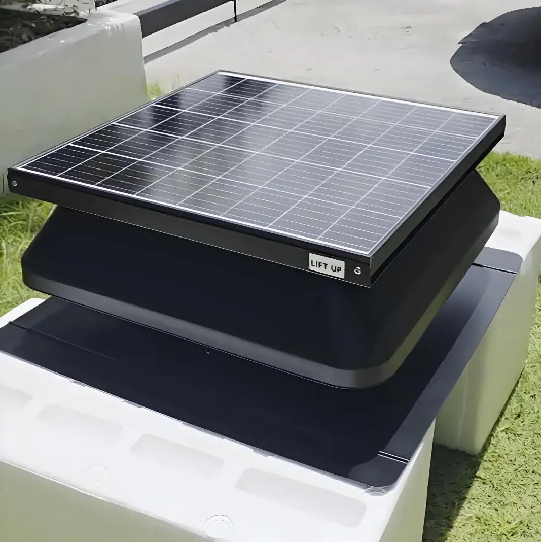50W 14 Inch Solar Roof Ventilator Solar Attic Fan Solar Powered Roof Exhaust Fan Roof Vent Fan for Warehouse Greenhouse Home