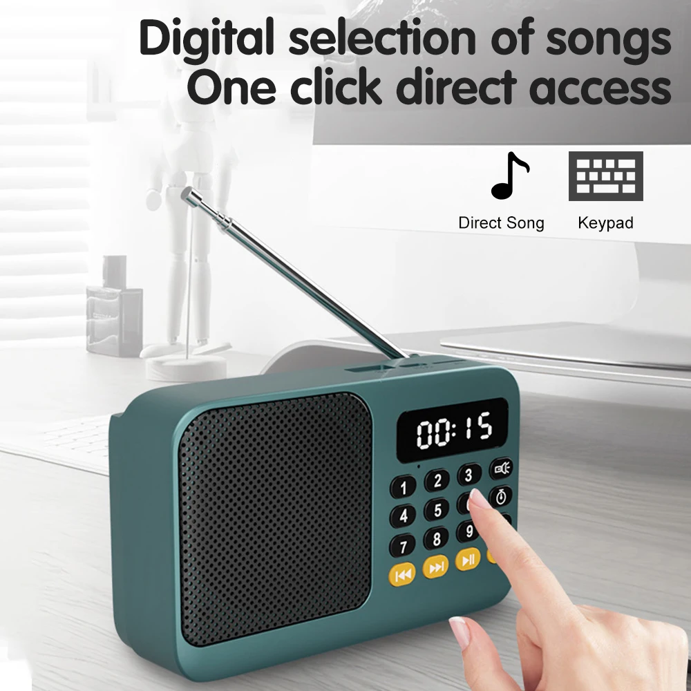 Tragbares FM-Radio, Bluetooth 5.0-Lautsprecher, TF-Karte, U-Disk, MP3-Player, Aufnahme mit einer Taste, 3,5-mm-Kopfhöreranschluss, Outdoor-Audio-Player – Detail 7