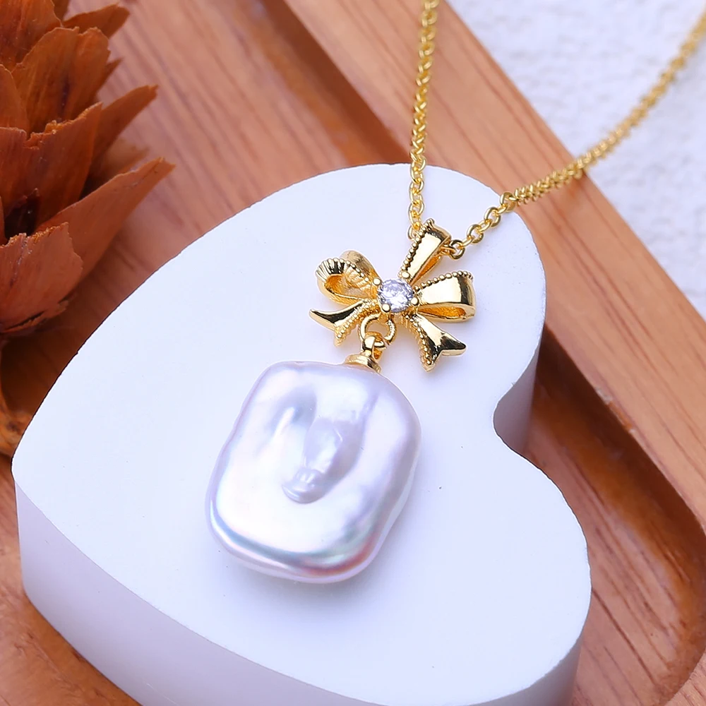 FENASY Natural Freshwater Big Baroque Pearl Necklaces Fashion Gold Silver Pendant Party Jewelry Birthday Gifts For Women