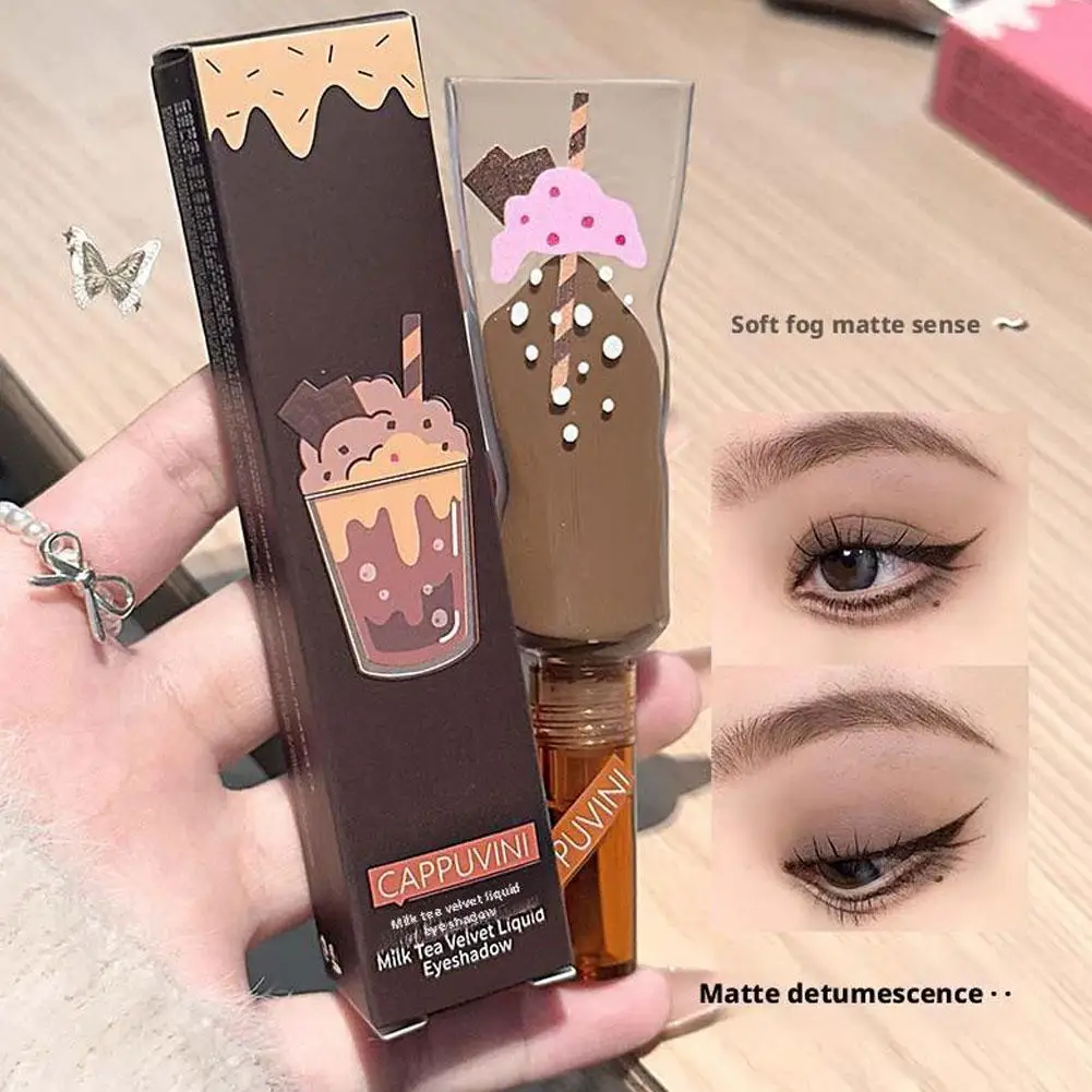 كابوفيني الحليب الشاي المخملية السائل عينيه أحادية اللون الخد طويلة الأمد ماتي ماكياج ماكياج عينيه الحليب عيون الطبيعية Co X0M8