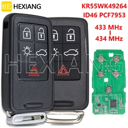 HE 433MHz ID46 PCF7953 Chip 5 Button Car Remote Key KR55WK49264 For Volvo S60 S60L V40 V60 XC60 XC70 S80 S90 XC90