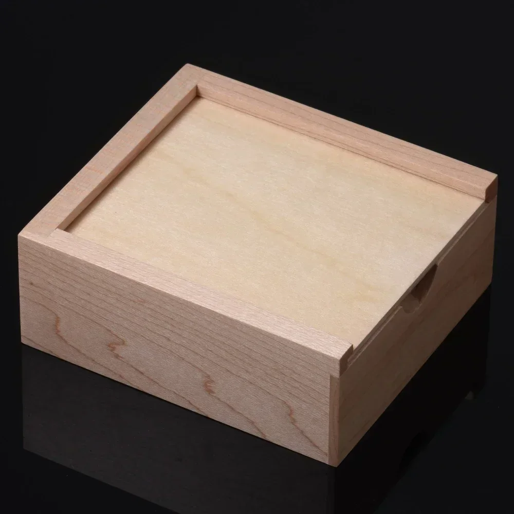 1Pcs Free Engraving Walnut Square Wooden Unfinished Storage Box for Necklace Jewelry Or USB Wood Decor Printing Custom Wood Box