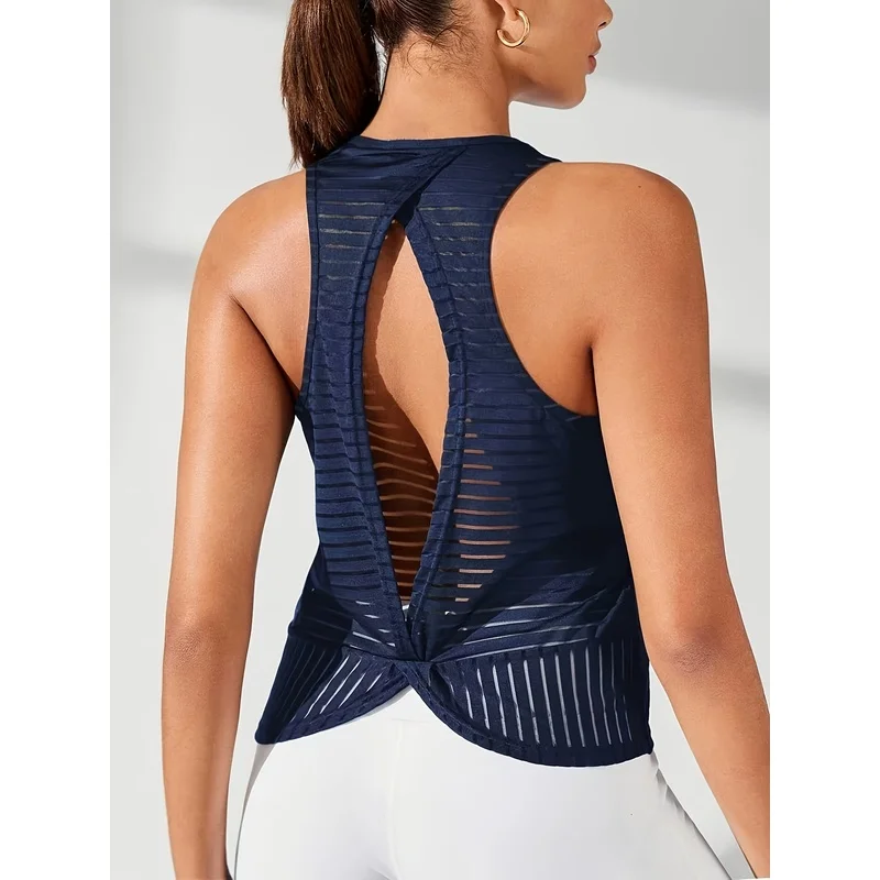 Women's Open-Back Sports Top - Cutout, Breathable & Comfortable, Suitable Fitness & Outings