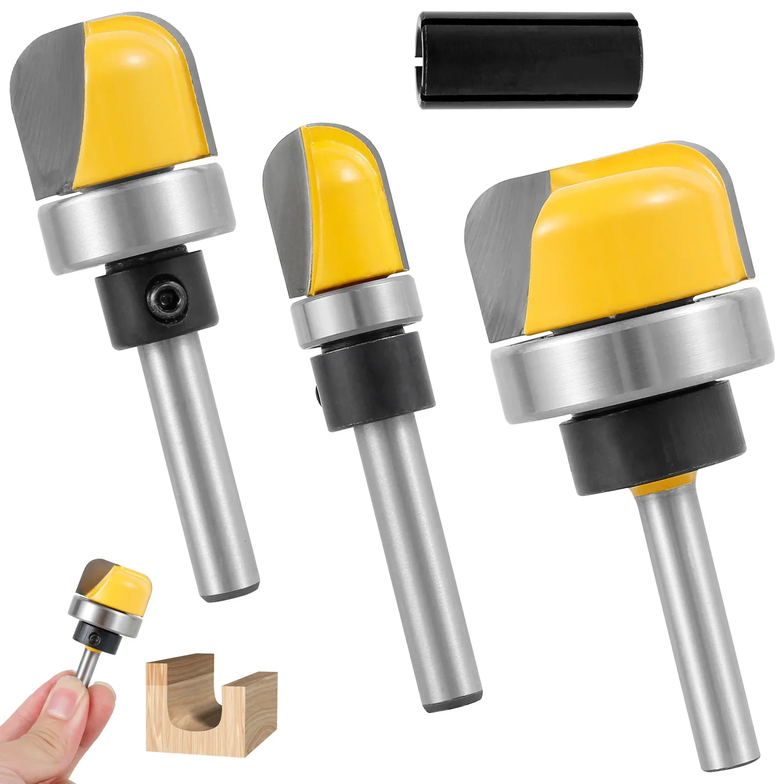 3Pcs 1/4 Inch Shank Bowl Router Bit Sturdy Tray Template Router Bits Wear Dish Carving Router Bit Set  Dish Carving Router 2025