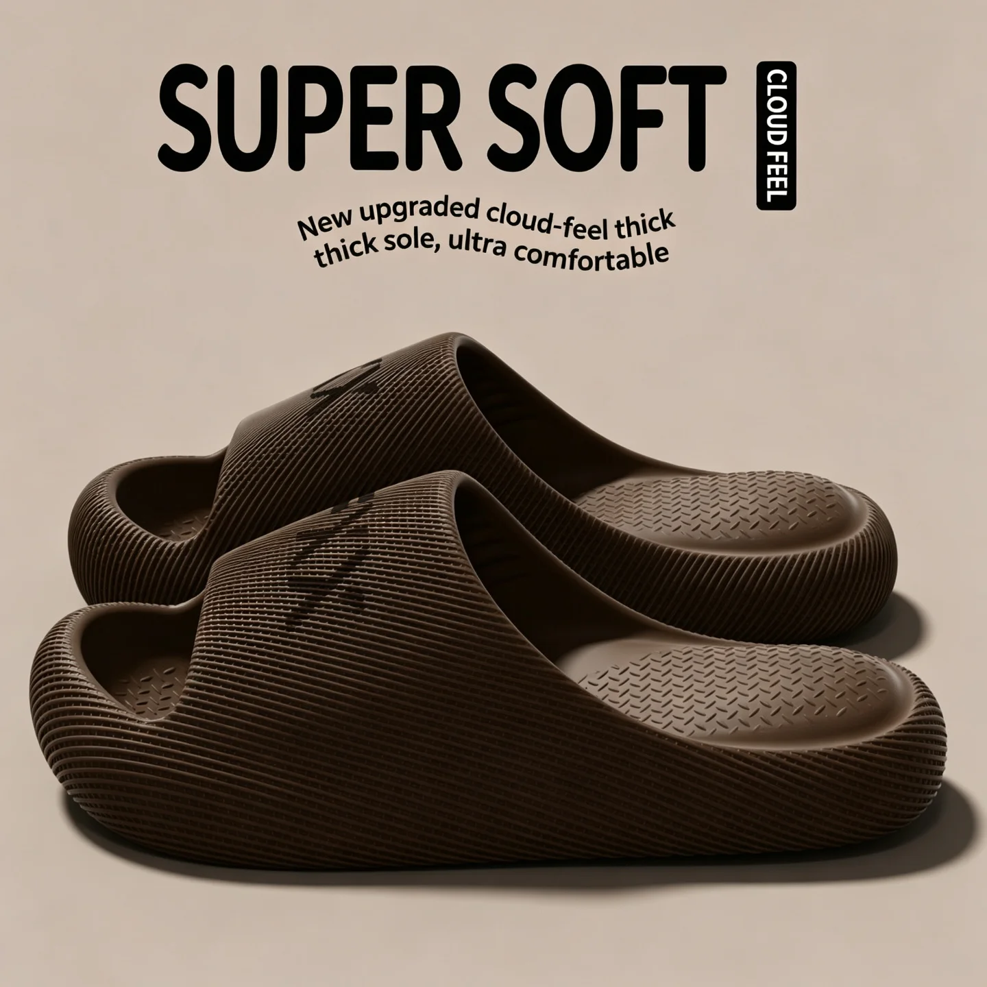 Damen- und Herren-Hausschuhe, dicke, weiche Sohle, rutschfest, „Cloud“-Design, schnelltrocknend, superweich, Badeschuhe, Hausschuhe für drinnen und draußen. – Detail 5
