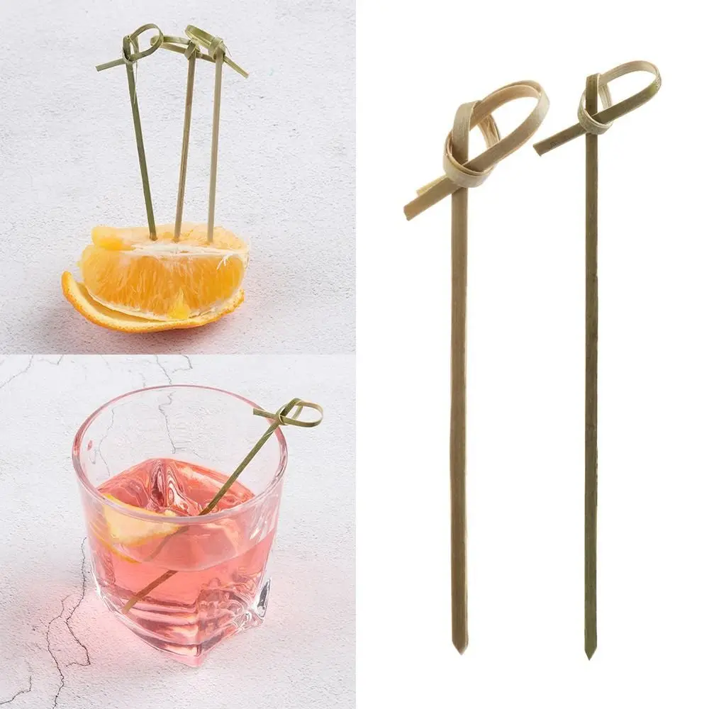 100pcs Household Disposable Cocktail Picks Party Decoration Bar Tool Bamboo Knot Skewers Kitchen & Bar Barbeque Bamboo Knot