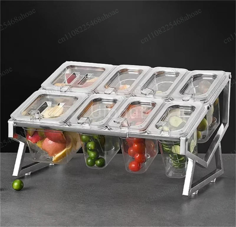 Transparent GN Pan with Rack Buffet Serving Bowl Salad Bowl Seasoning Tray Milk Tea Shop Food Storage Basin