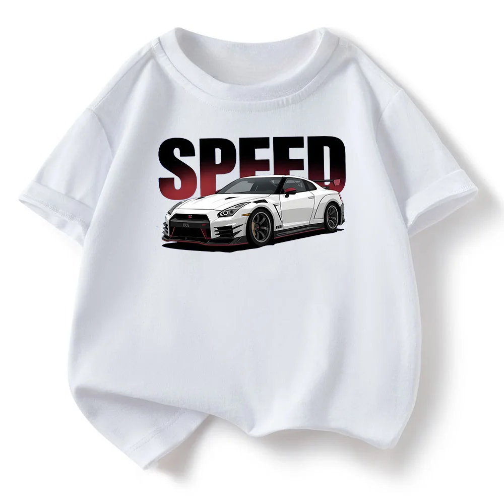 Summer Children's T-shirt New Loose Comfortable Soft  Skin Friendly Casual and Fashionable Car Printed Short Sleeved Top