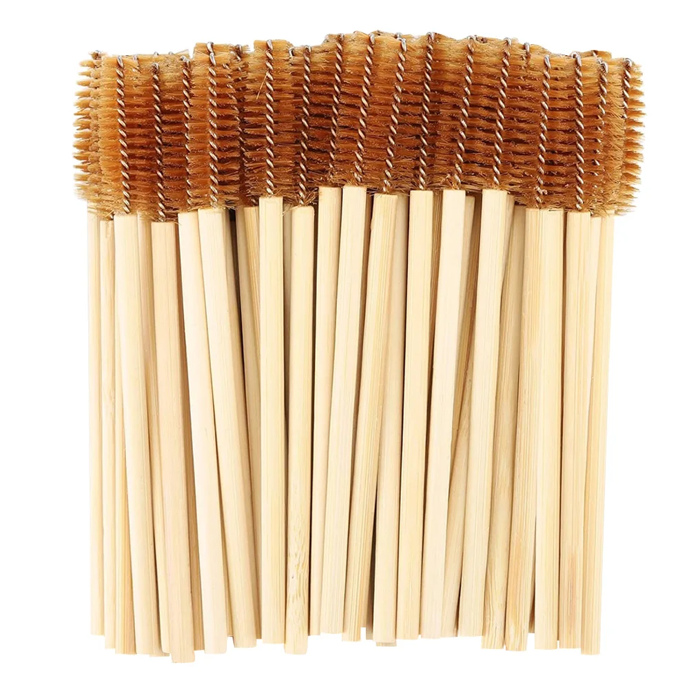 

﻿ 100pcs Bamboo Handle Eyelash Brush Reusable Mascara Wands Eye Lashes Extension Applicator Eyebrow Spoolie Brushes Makeup Tool