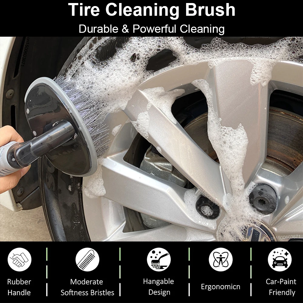 Car Wheel Cleaning Brush Profession Effective Wheel Hub and Rim Cleaner for Car Maintenance, Detailing, and Cleaning Supplies