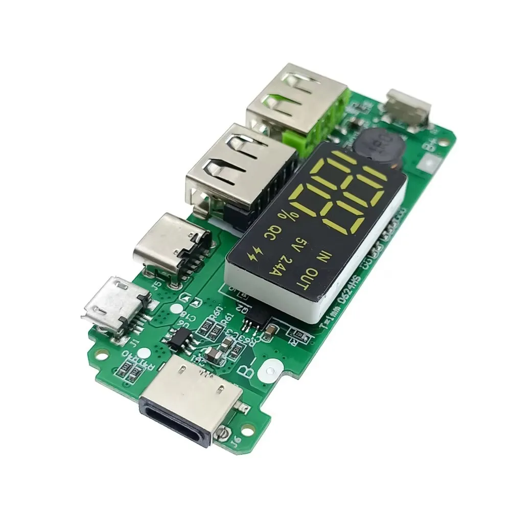 Lithium Battery Charger Board LED Dual USB 5V 2.4A Micro or Type-C USB Mobile Power Bank 18650 Charging Module
