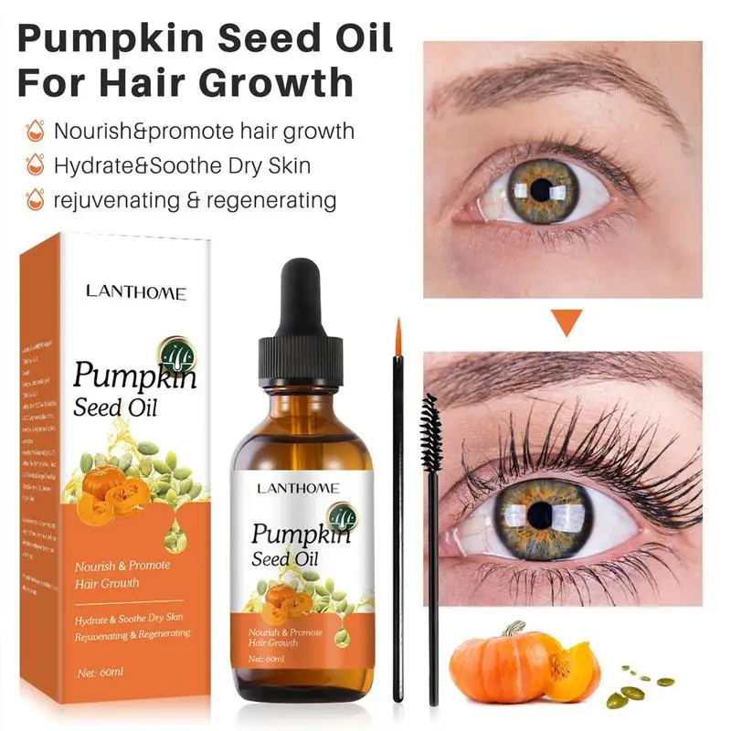 60ml Organic Eyelash Growth Serum Pumpkin Oil Nourishing Essence Eyelashes Liquid Enhancer Lengthening Thicker Eyebrow Growth