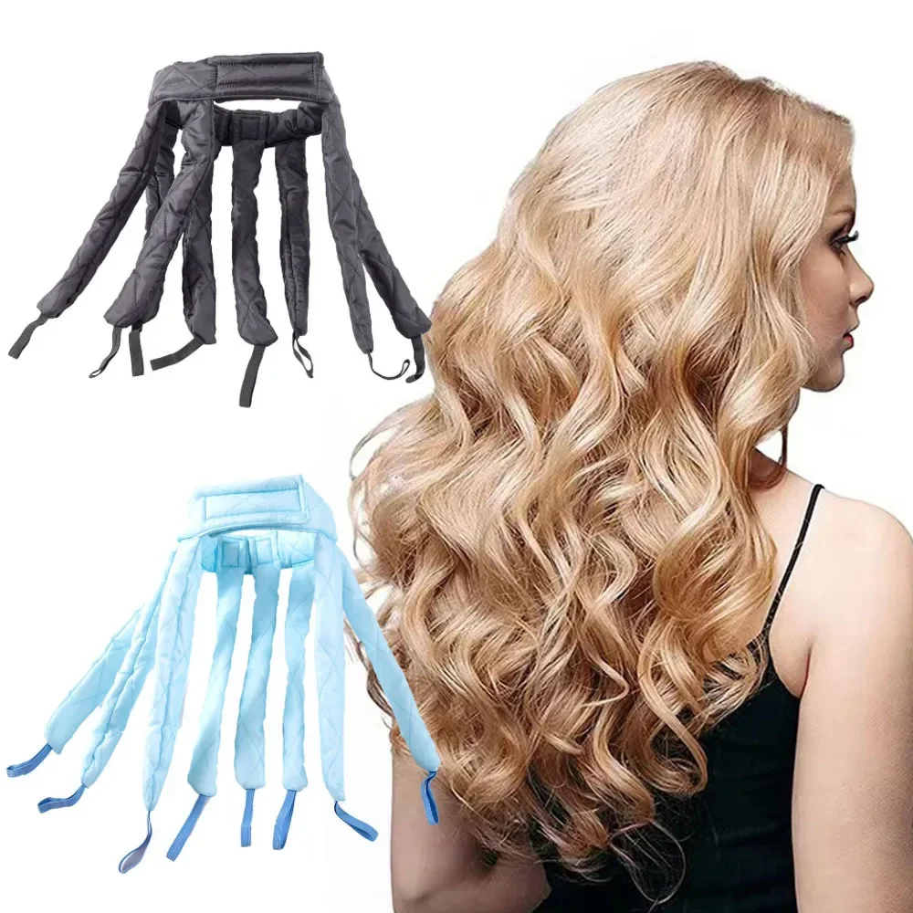 Heatless Curling Rod Velcro Squid Curler Headband No Heat Silk Ribbon Curls Hair Rollers Lazy Big Wave Formers Hairstyle Tool