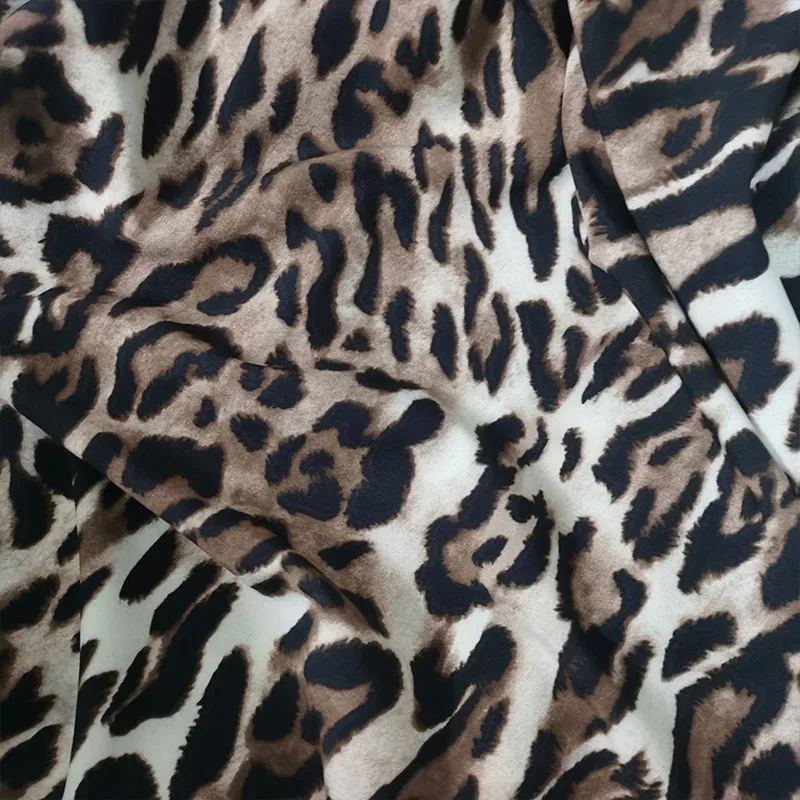 New Dark Brown Chiffon Fabric Sexy Leopard Pattern Printing Imitate Silk Chiffon Scarf Cloth Sewing Material DIY Summer Dress