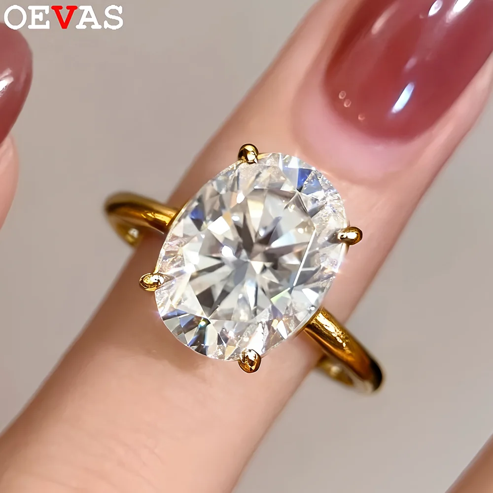 

OEVAS 1-4CT Кольцо с муассанитом овальной огранки D цвета для женщин S925 Посеребренное 18-каратное золото D VVS1 Lab Diamond Обручальное кольцо Ювелирное изделие Подарок
