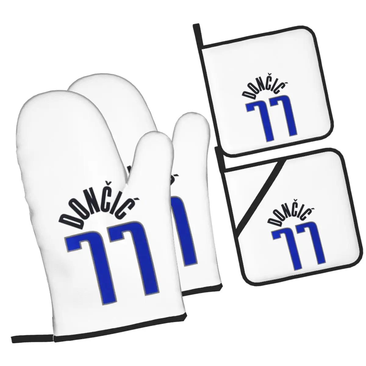 Luka Doncic Oven Mitts and Pot Holder Sets of 4 for Baking Kitchen Cooking BBQ Resistant Non-Slip Gloves