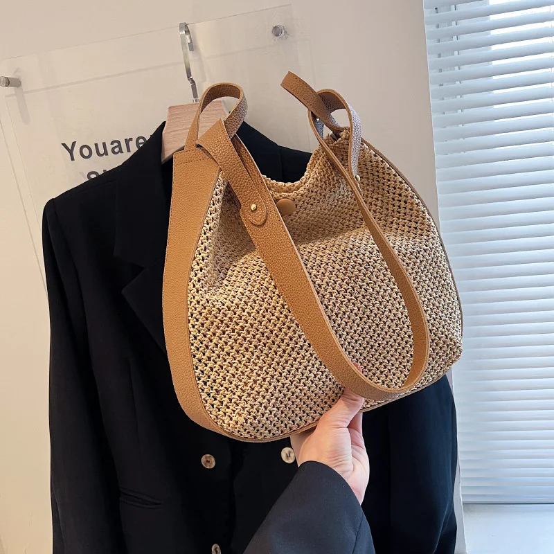 

2023 New Bag Seaside Summer Beach Bag Versatile Woven Bag One Shoulder Oblique Straddle Bag Straw Woven Bag Women's Trend