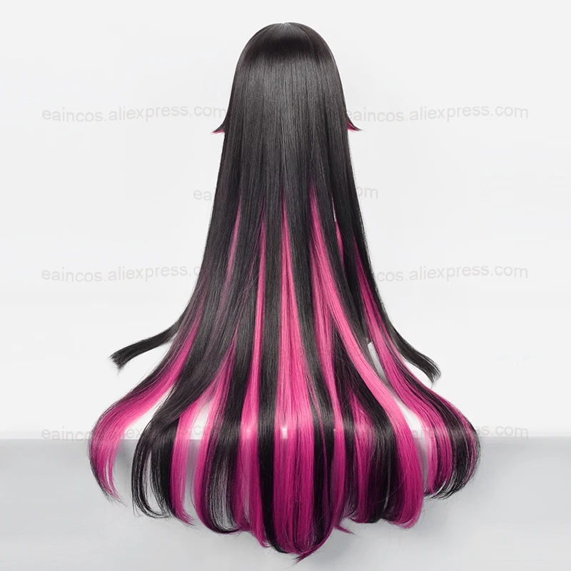 Fatui Columbina Cosplay Perruque Cheveux Synthétiques, Perruques de Documents Mixtes, Degré de Chaleur, Long, Noir, Rose, Rouge, Halloween, 105cm