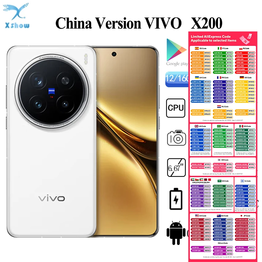 Original  VIVO X200 Dimensity 9400 50MP Rear Camera IMX921 6.67