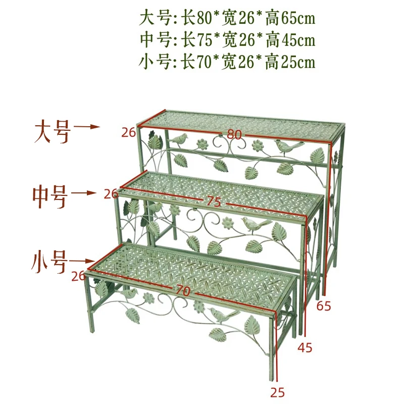 

Wrought iron flower stand three-layer trapezoidal pot bracket outdoor balcony garden succulent folding storage decorati