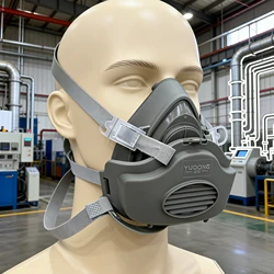 Half Face Dust Mask Respirator Dust-Proof Work Safety Rubber Mask Cotton Filter For DIY House Clean Carpenter Builder Polishing