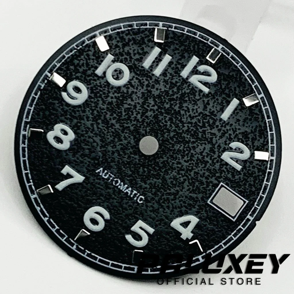 Nh35 29 مللي متر ساعة سوداء معقمة الطلب الأخضر مضيئة ووتش وجوه لحركة NH35/4R/7S استبدال أجزاء