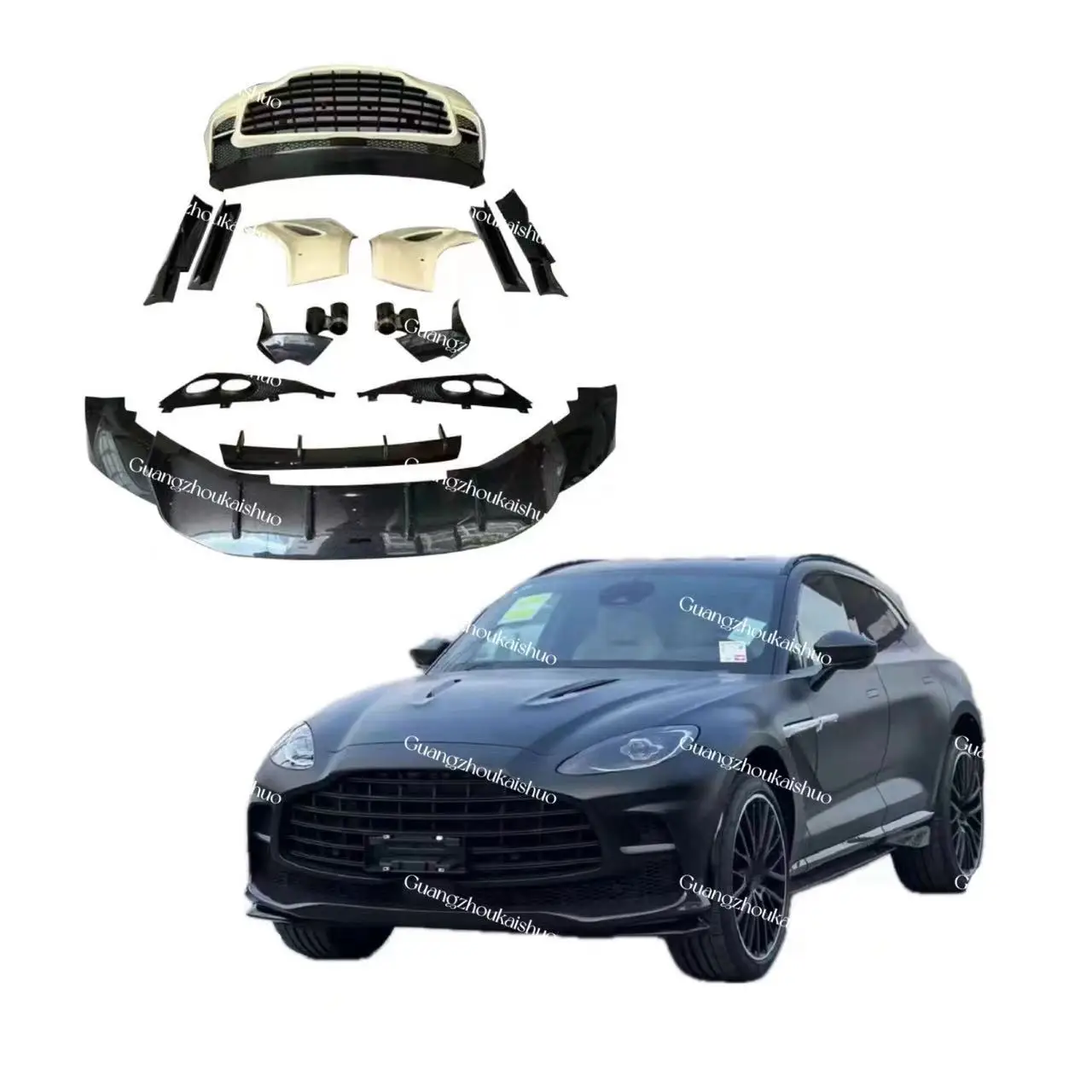 Productos de alta calidad, Kit de carrocería de fibra de carbono seca estilo 707 para Aston Martin DBX, parachoques delantero, difusor de parachoques trasero, alerón, falda lateral