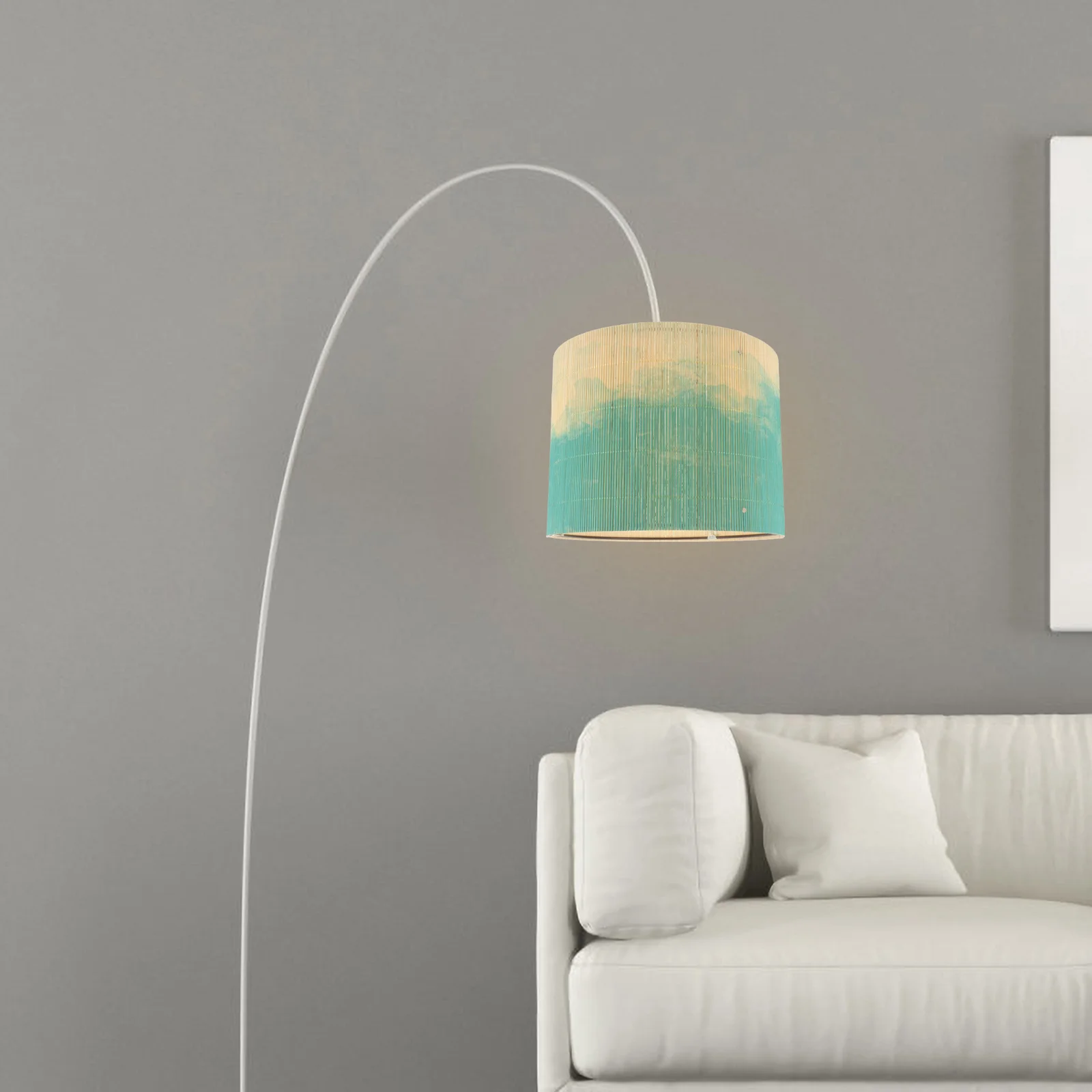 

Drum Lamp Shades E27 Painting Bamboo Lampshade Vintage Gradient Chandelier Lamp Cover Cylinder Light Accessories Floor Table
