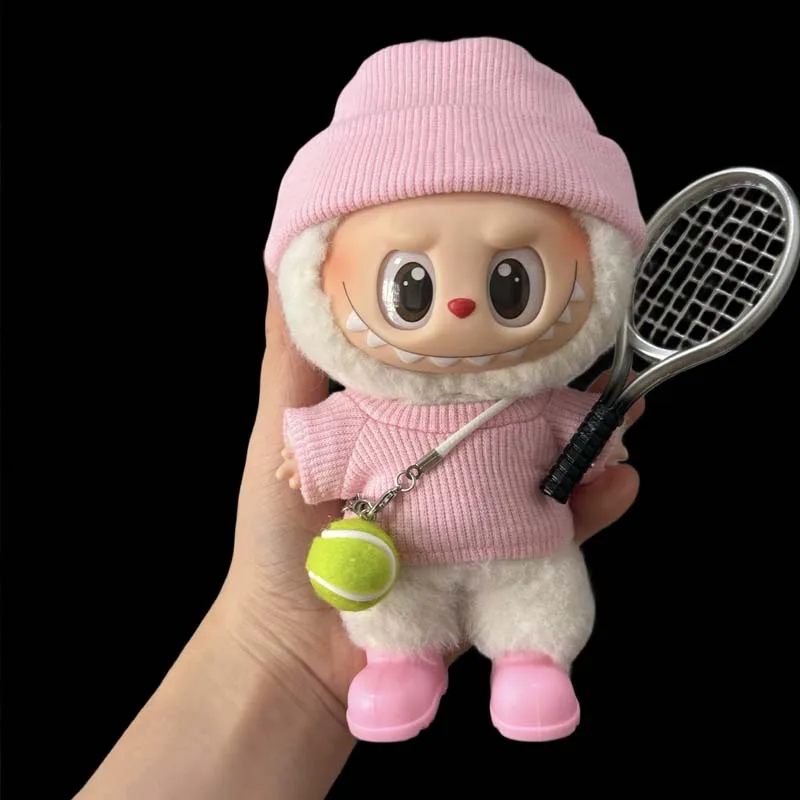 Labubu Doll Clothes Outfit Accessories Tennis Racket for 15-17cm Labubu Idol Dolls Clothes Hat Set Clothing Labubu Accessories