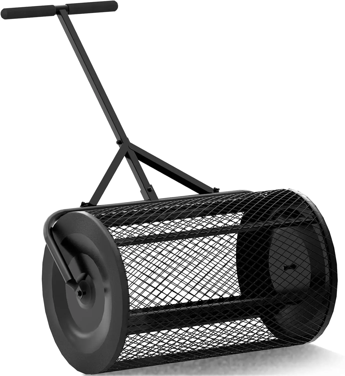 Compost Spreader Peat Moss Spreader with Upgrade T Shaped Handle for Planting Seeding Durable Lightweight Metal Mesh Spreader