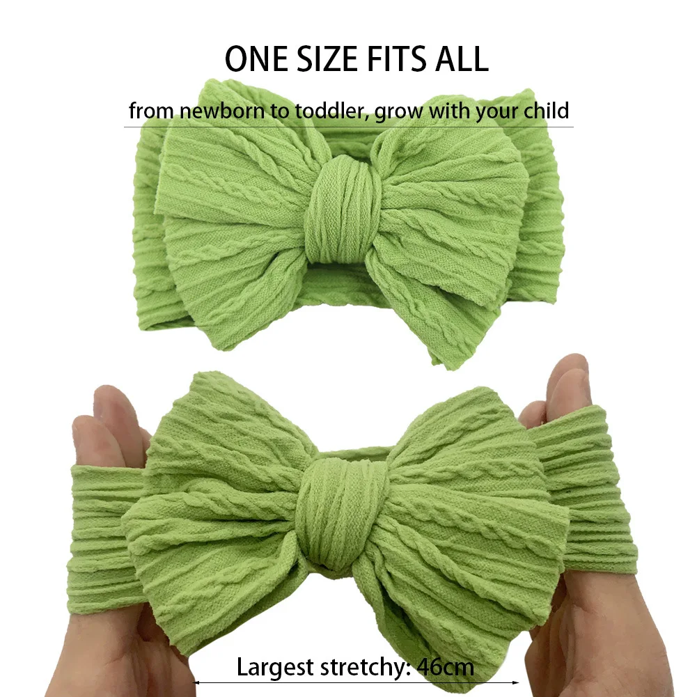 30pc/lot Cable Knit Nylon Bow Baby Headwraps Double Layer Knot Bow nylon headbands For Kid Girl Hair Acceessories