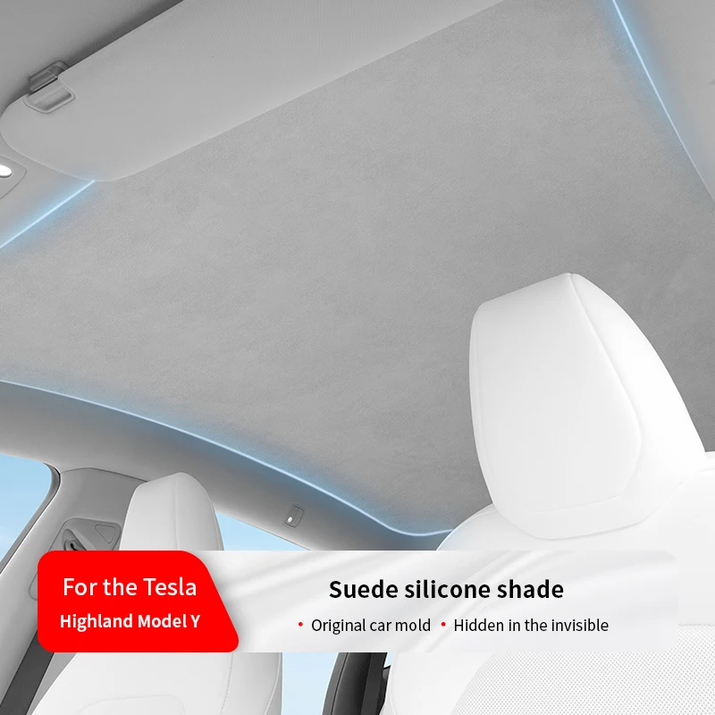 Suitable for Tesla 2025 Model Y Highland – Thickened Silicone Suede Sunroof Sunshade, Sunscreen & Heat Insulation.