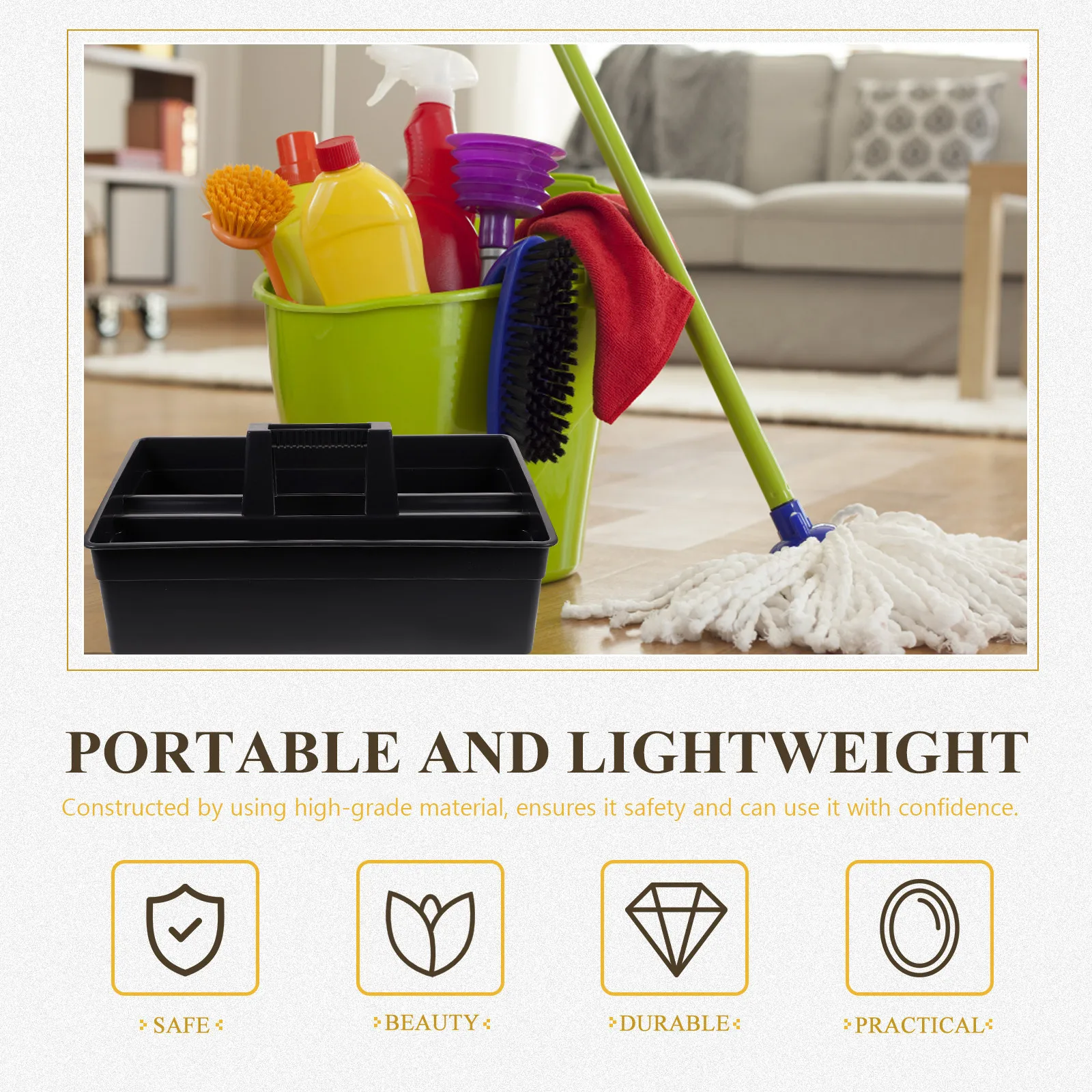 

1Pcs Cleaning Tool Case Compact Multi Compartment Basket for Household Cleaning Tools Organization Bathroom Kitchen Utility