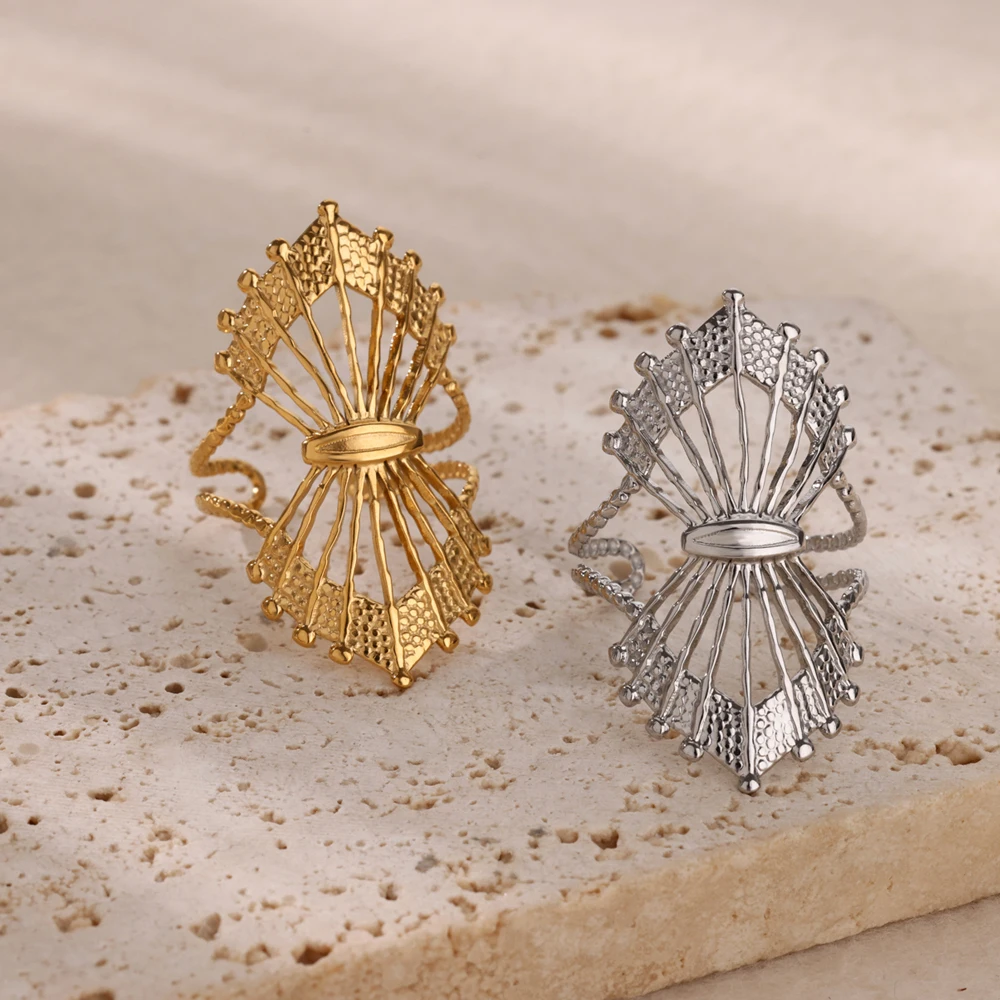 Crab Shape Rings for Women Opening Stainless Steel Ring Shell Ocean Element Couple Wedding Band Aesthetic Jewelry anillos mujer